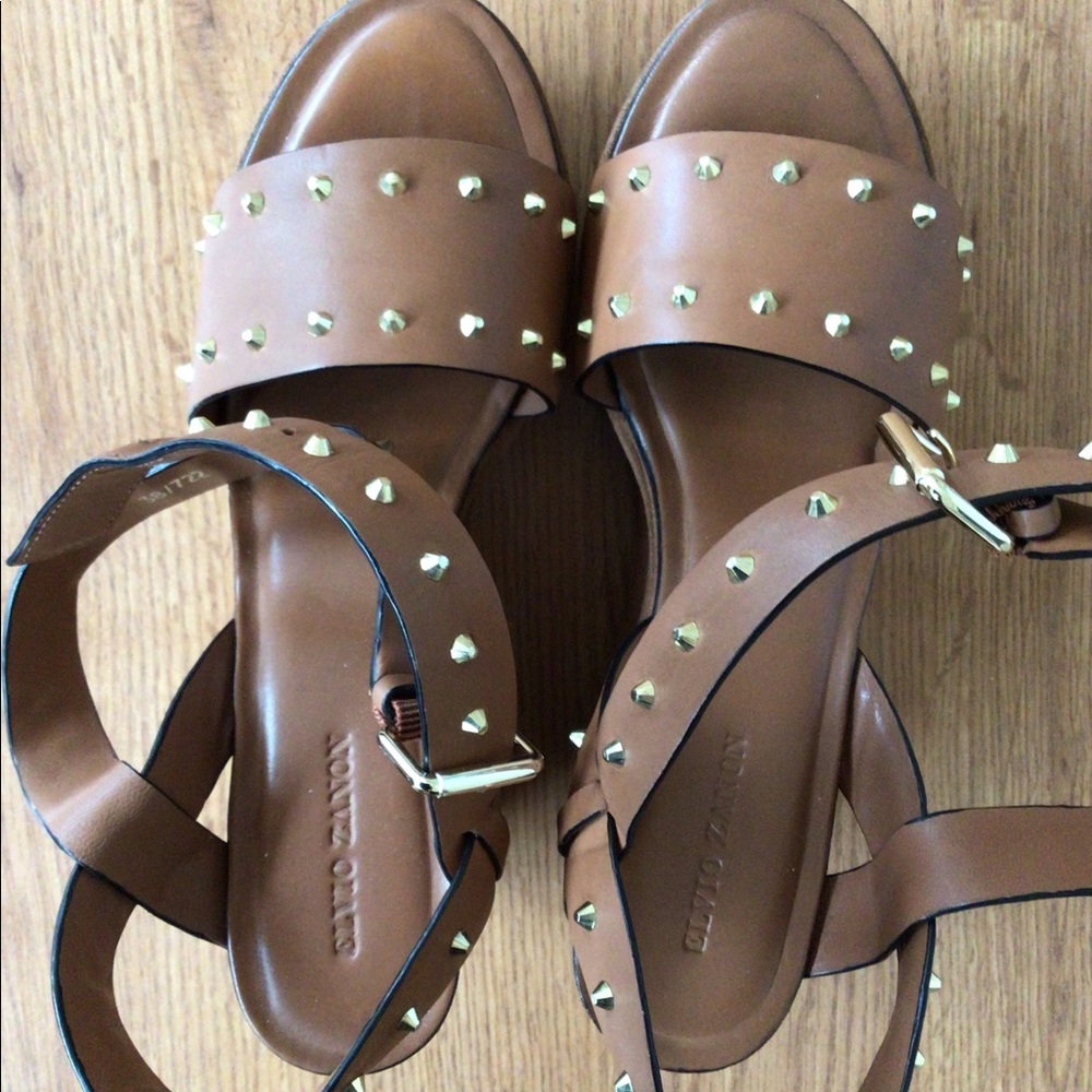 Elvio Zanon studded wedge sandals
